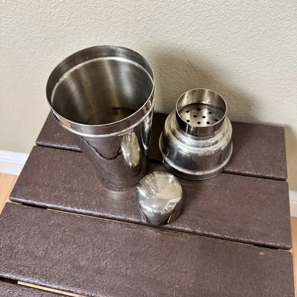 POTTERY BARN Extra Large Silver Tone Cocktail Shaker - 60 ounces